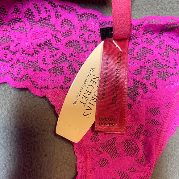 Victoria's Secret 2012 The Lacie Thong Panty Pink Sequin Ooh LaLa Lace Waist - Picture 6 of 11